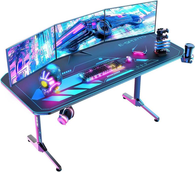Mesa Gaming Himimi 160×75 cm com Mousepad e Acessórios