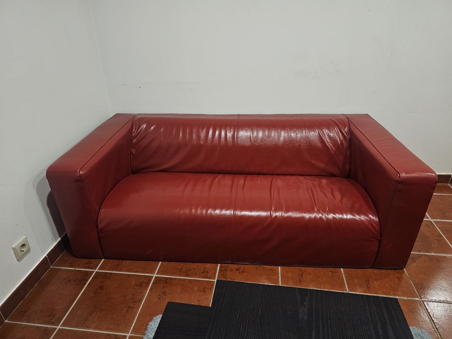 Sofá Pele Sintética Vermelho