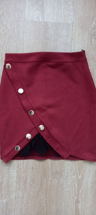 Замшевая юбочка с кружевом