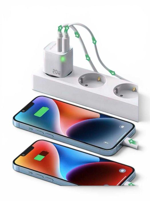 Швидка зарядка 20W Earldom ES-EU32C GaN USB-C + USB-A PD/QC3.0 для iPhone, Samsung, Xiaomi