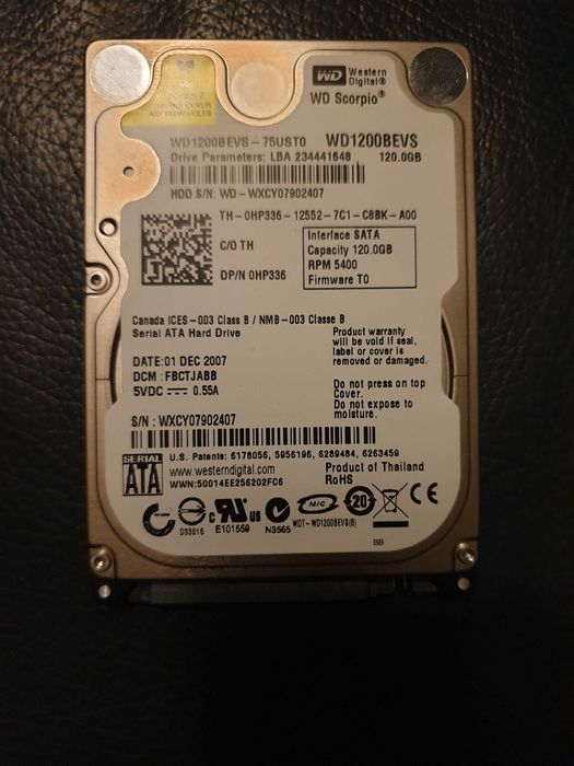 Dysk twardy Western Digital Scorpio WD1200BEVS 120GB