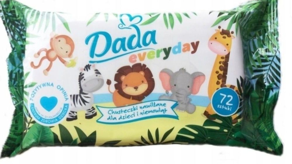 1zł Wysyłka Mega Paka Chusteczek DADA Everyday 7op. Karton Zielone NOW