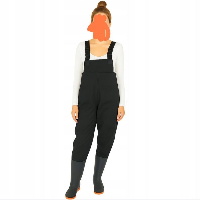 Nowe czarne profesjonalne wodery spodnie wodoodporne