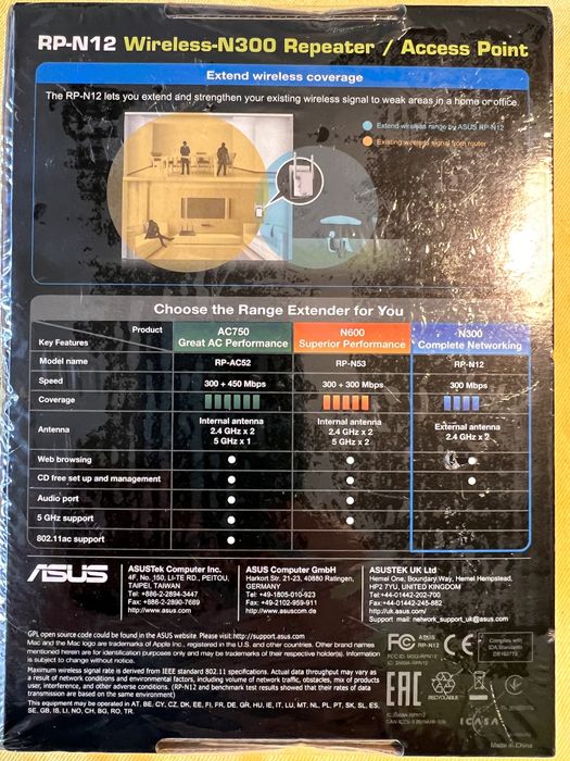 ASUS RP-N12 Wireless-N300 Router – New64741152690433121