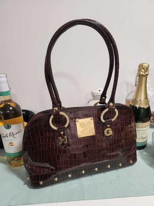 nowa torba torebka POMPOOS o wym. 37x22 cm złote cekiny diamenty