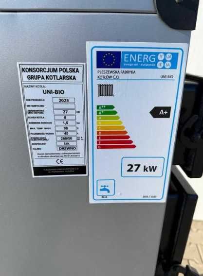 Kotły Kocioł 27kW na Drewno Węgiel - PRODUCENT Piec Zasypowy do 300m2