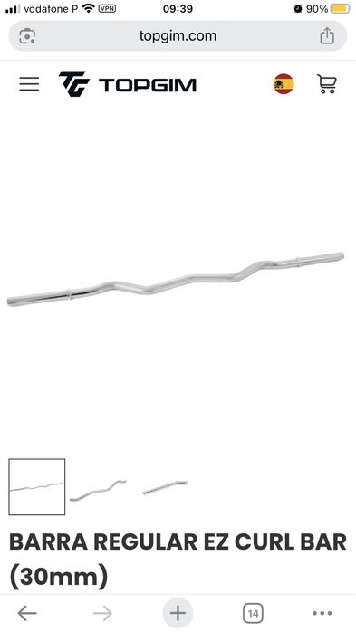 Barra regular 30mm para biceps e triceps