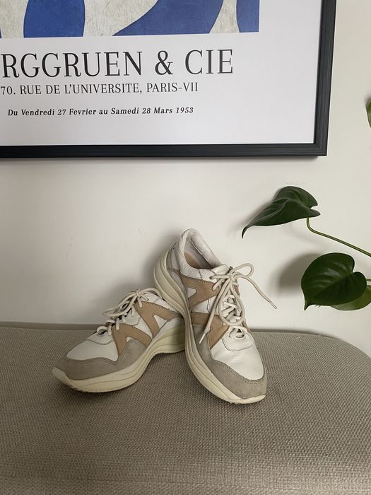 Sportowe buty sneakersy Skórzane Massimo Dutti beżowe