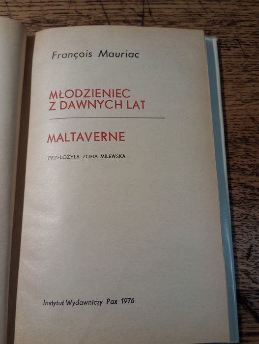 Młodzieniec z dawnych lat. Maltaverne. François Mauricias
