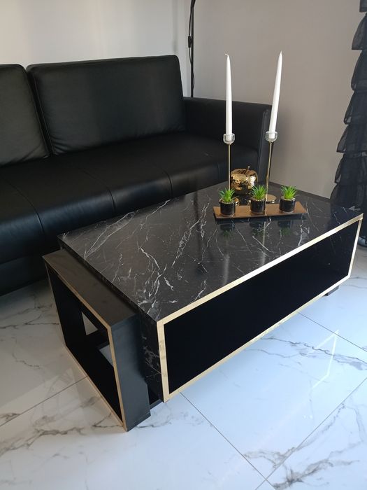 Stolik kawowy czarno złoty