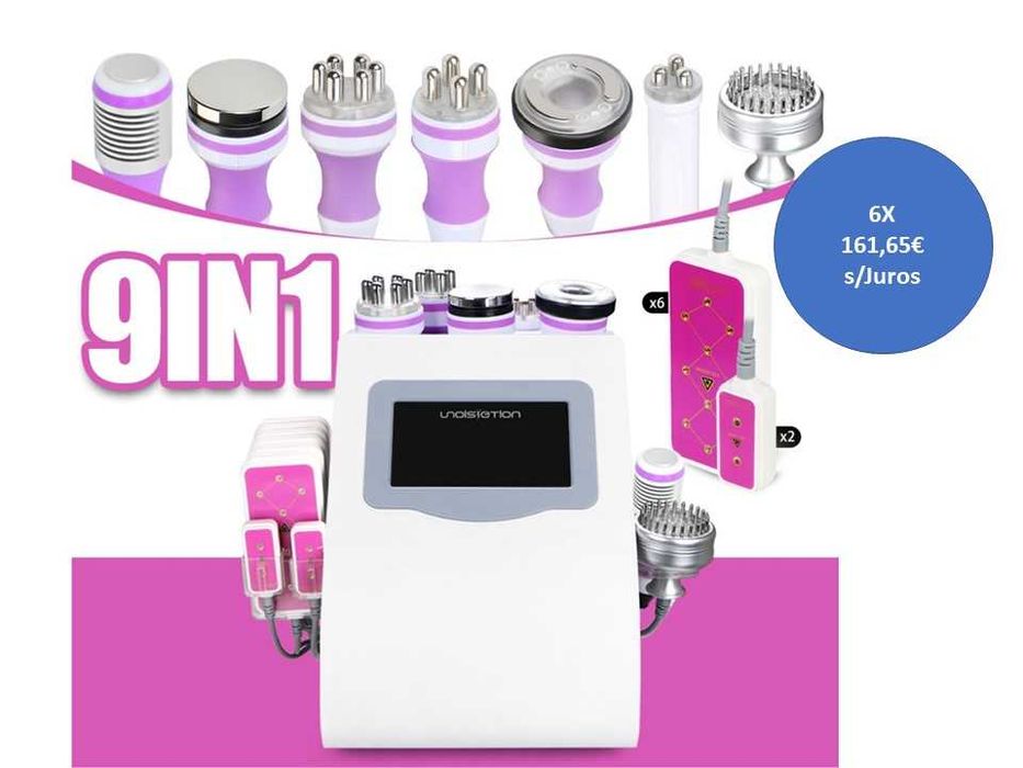 Maquina Pink 9in1 Lipo Laser + Cavitação RF Corporal+ RF Rosto+Vácuo