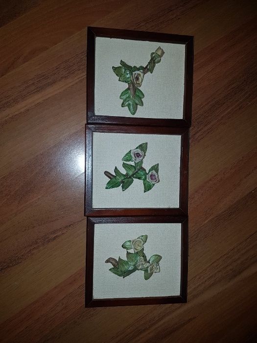 Quadro flores relevo