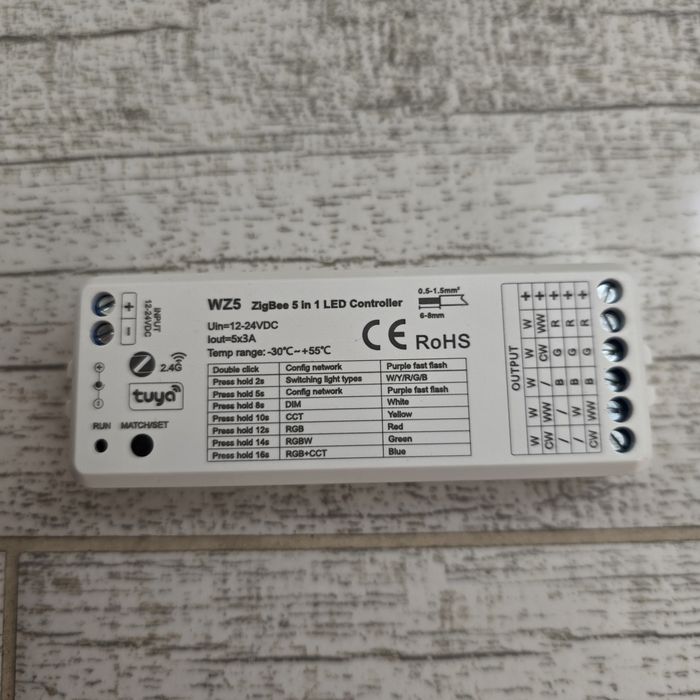 Розумний LED контролер Tuya Zigbee 5в1 WZ5 12-24V RGB CCT DIM