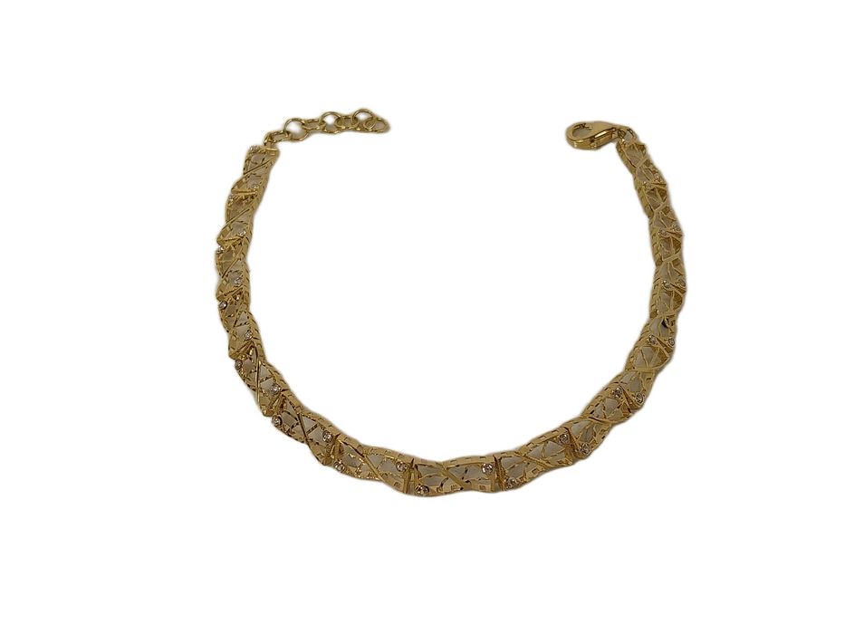 Złota bransoletka AŻUR CYRKONIE 585 3,56G DŁ.19CM