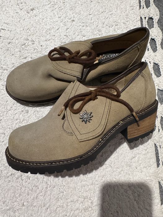Skorzane zamszowe mokasyny retro
