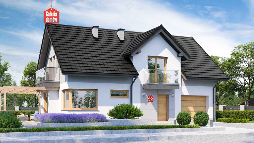 Dom z garażem na działce 1200 m² | Projekt DOM PRZY ALABASTROWEJ 46 | LINIEWO