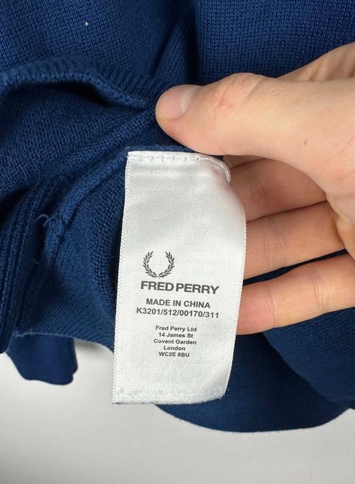 Sweter wełniany FRED PERRY casual chabrowy S