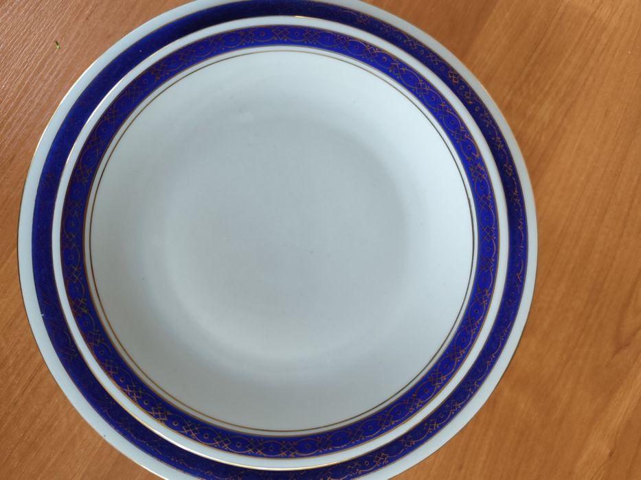 Wawel  made in Poland Talerze obiadowe  granatowo-złoty wzór 12 sztuk