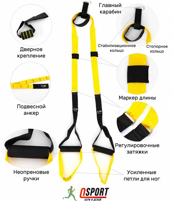 Тренировочные петли trx для кроссфита (тренажер для фитнеса и турника)