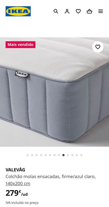 OPORTUNIDADE- COLCHÃO VALEVAG IKEA - Molas ensacadas 1,40x1,90