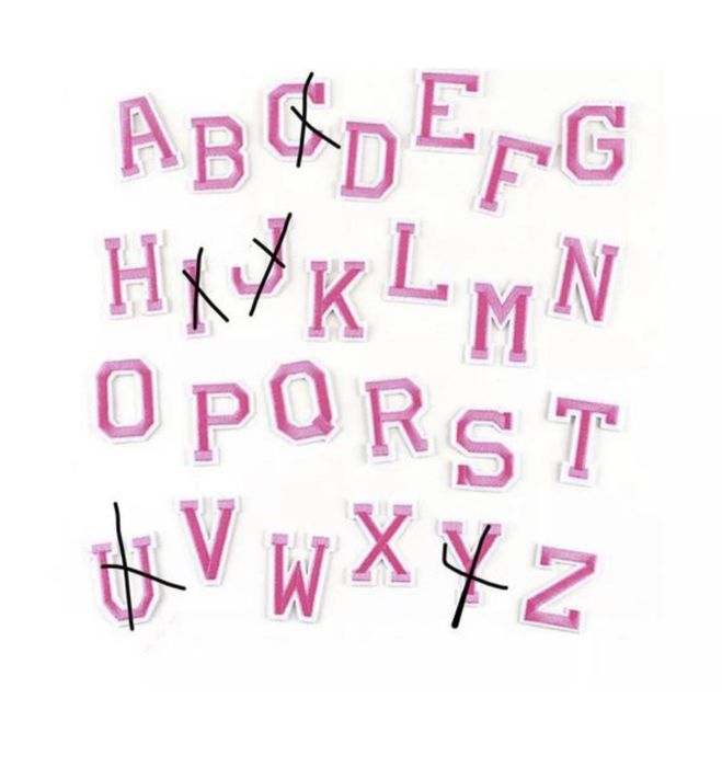 Lote 21 Letras Alfabeto Rosa | Emblema - Aplique - Transfer