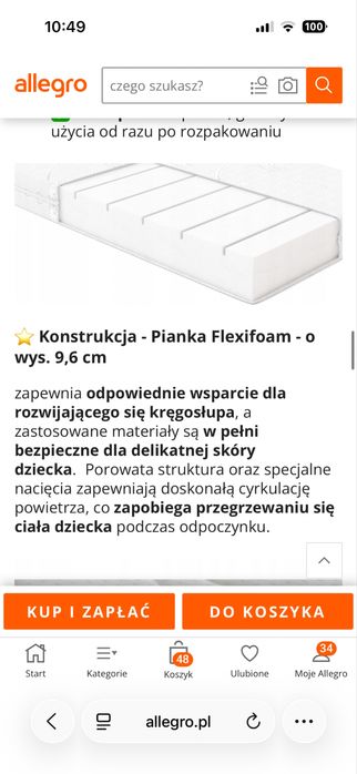 Materac 60x120  Hilding Dobranocka Dzianina