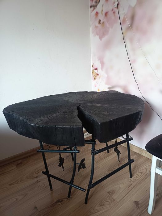 Plaster drewna, opalany, stolik, drewno