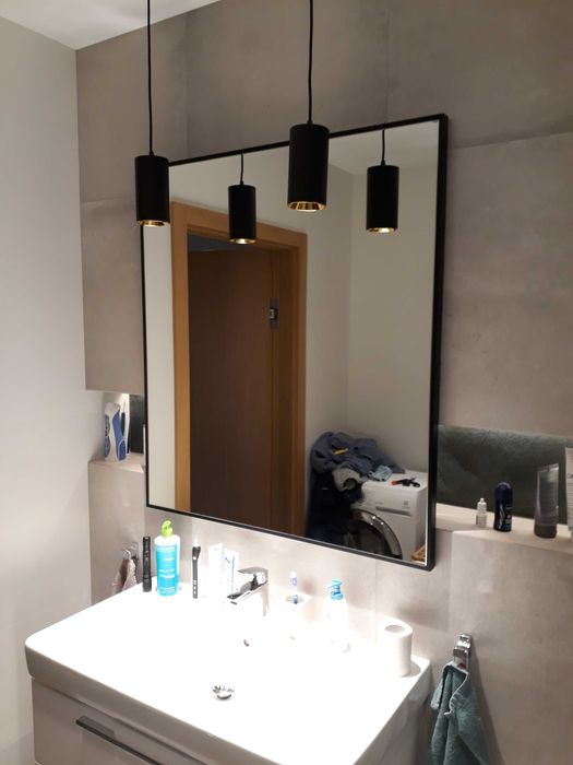 Lustro łazienkowe 50x70cm rama drewniana czarna