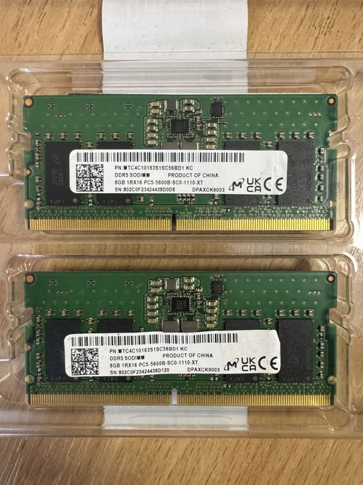 Оперативна памʼять SO-DIMM DDR5 Micron 16gb (2x8gb)
