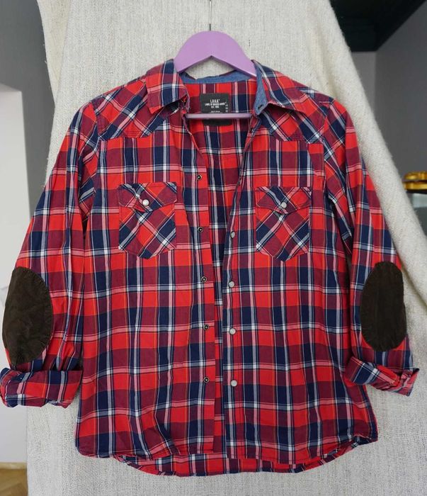 Koszula w kratę damska czerwona H&M 38 M bawełniana 2KY drwal