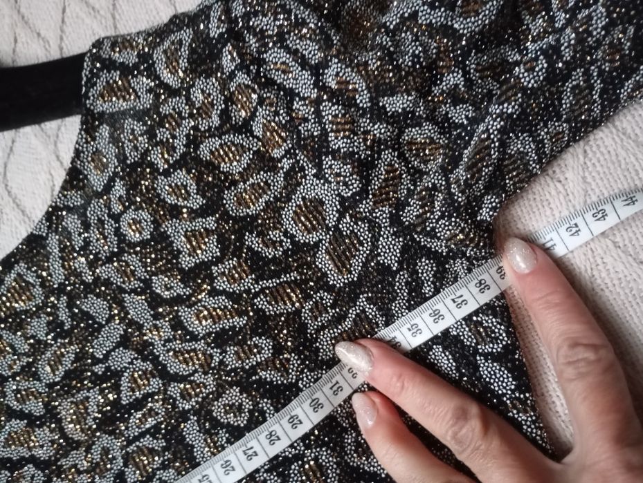 TOPSHOP XS-S błyszcząca sukienka mini sylwestrowa srebrna