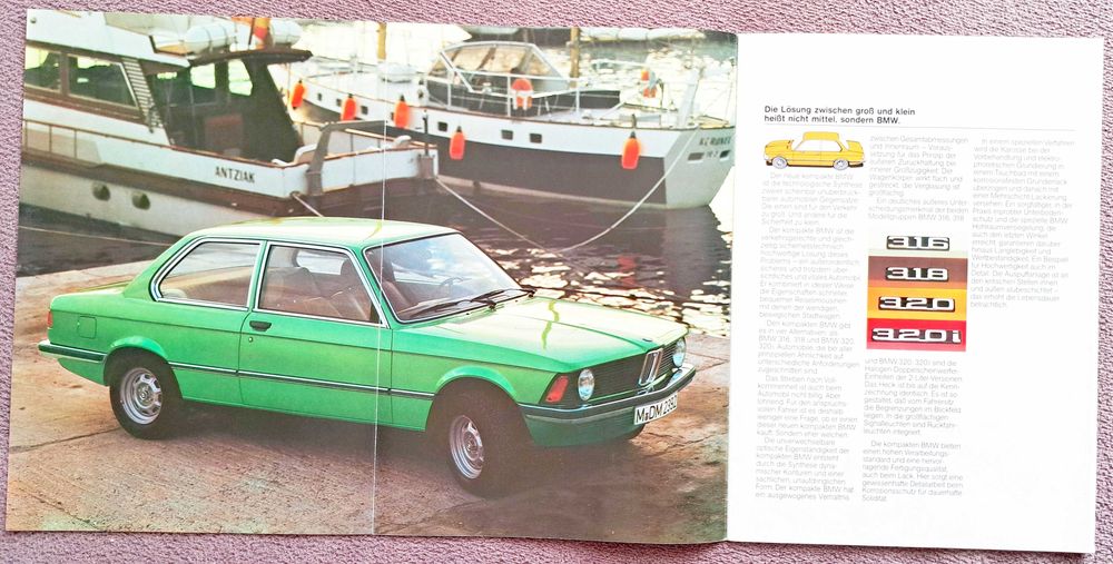 BMW 3 E21 - 1975 ( 316, 318, 320, 320i ) prospekt 51 lat ! 32 strony, stan BDB-
