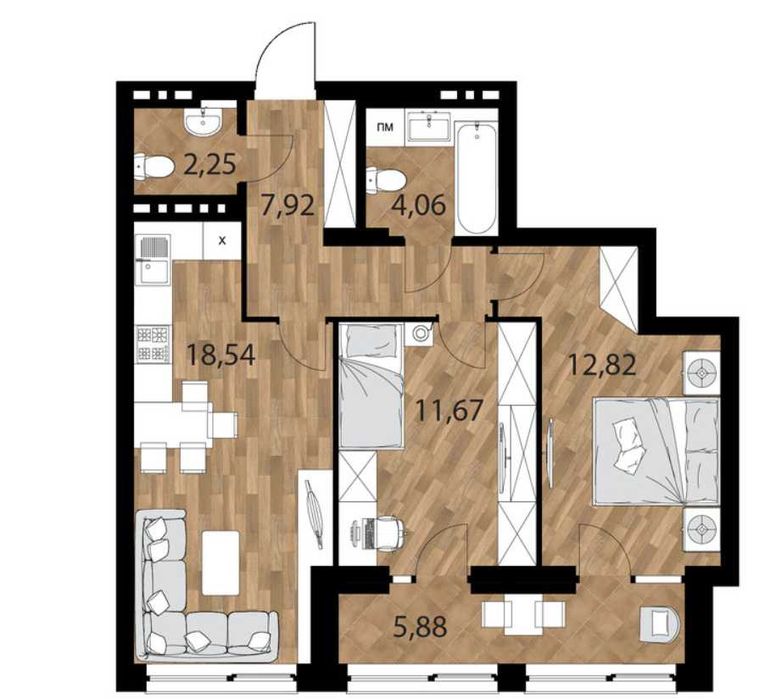 2-кімнатна квартира за адресою вул. Шолом-Алейхема (площа 64,6 м²) - Atlanta.ua - фото 18