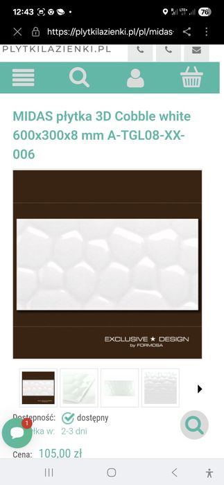 Płytka szklana 3 D 8mm