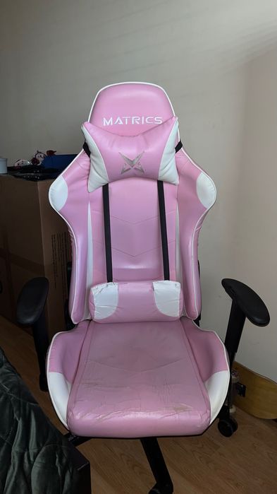 Cadeira Gaming Matrics Rosa/Branco/Preto