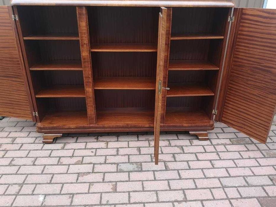 Biblioteka Witryna ART-DECO Orzech Zgrabna Stara Antyk Po Renowacji.