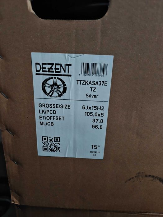 Alufelgi Dezent 15” 5x105 Srebrne Nowe Opel Astra Chevrolet Aveo