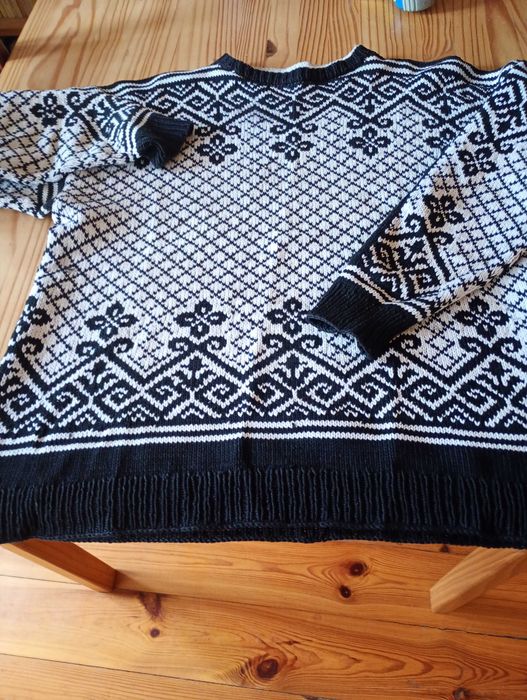 Sweter bawełniany , czarno  biały wzór, damski