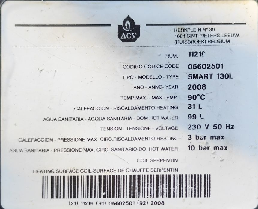 Bojler nierdzewny PŁASZCZOOWY ACV SMART 100l