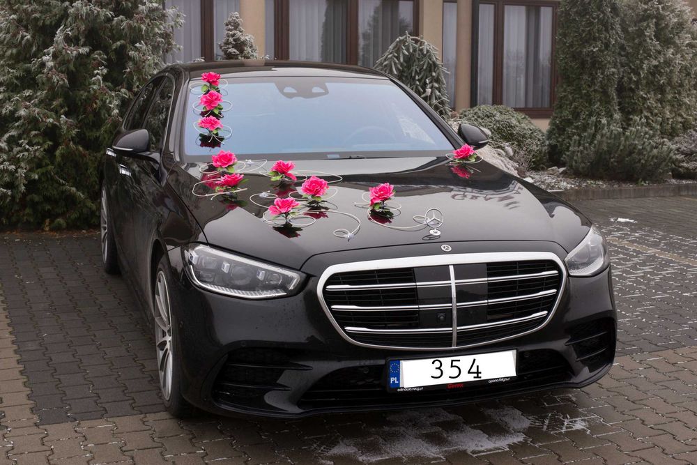 MALINOWA dekoracja na samochód ozdoby na auto do ślubu 354