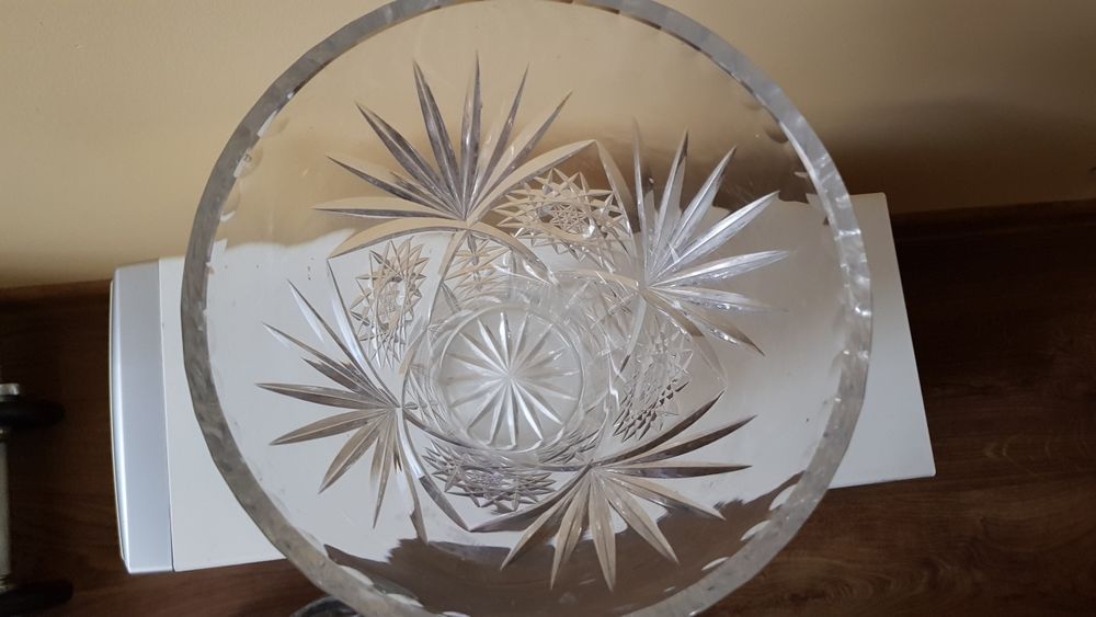 Komplet 3 piękne wazony kryształowe Huta Julia