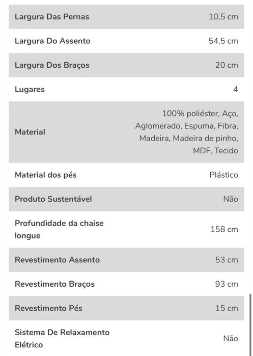 Sofa de sala com chaise longue