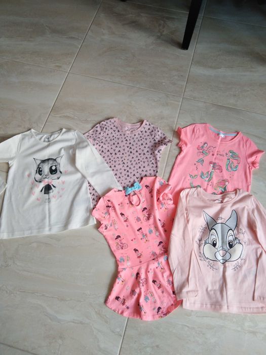 r. 110-116 nowe i używane, zestaw 5 szt bluzki, bluzeczki