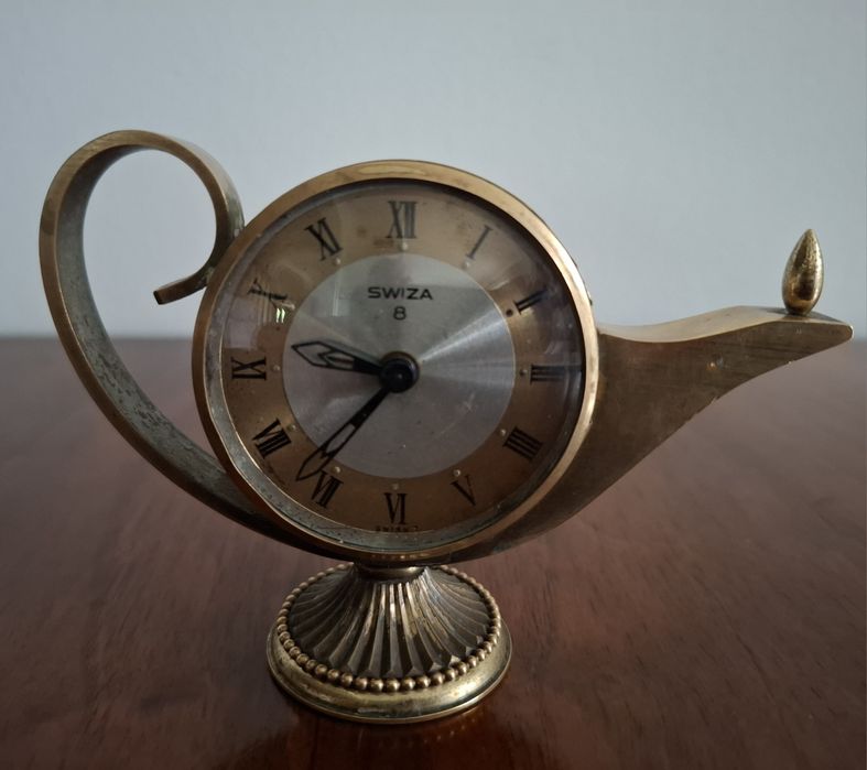 Zegarek Swiza 8 podróżny budzik 8 dniowy sprawny kompletny mosiądz 50r