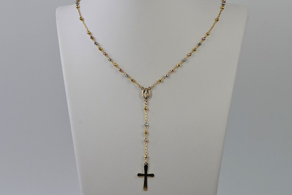 Złoty 14k 585 różaniec diament łańcuszek włoski rcc003ywr Wrocław