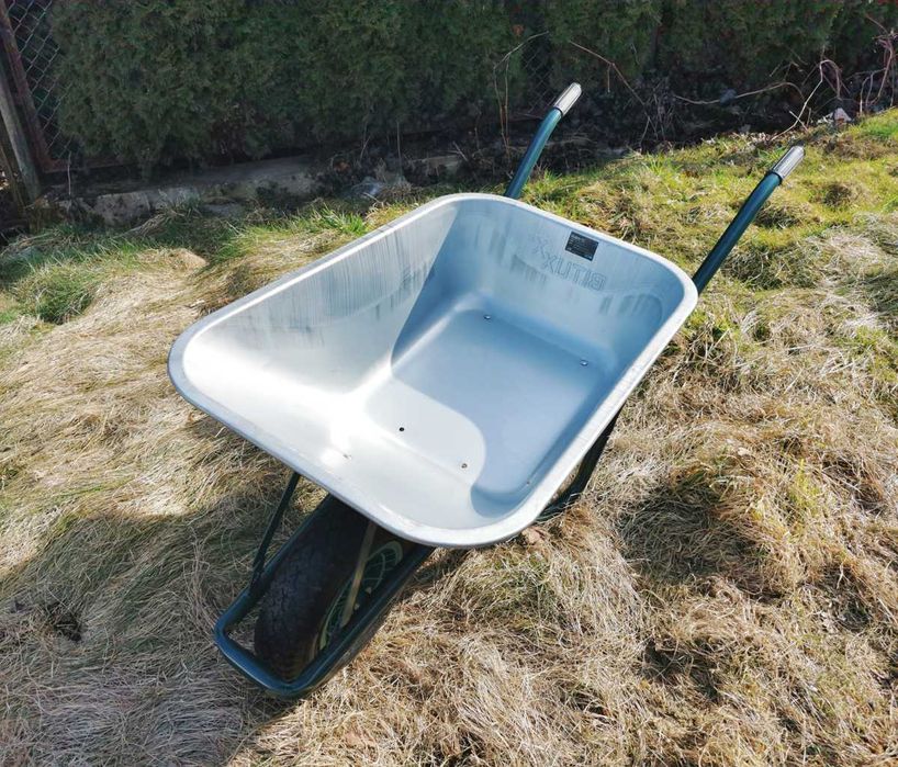 mocna taczka budowlana ogrodowa 100l 250kg stal ocynk koło pompowane