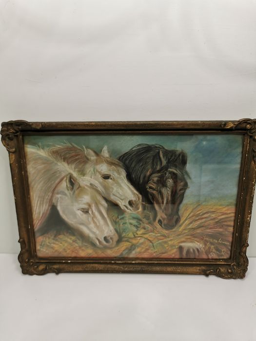 Obraz. Stanisław Klimowski Krakowska Szkoła malarstwa. Pastel  za szkłem.
