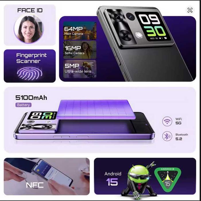 Cubot Р90. 24Gb(12+12)/256, 120Hz, G100, 64Mp/16, 5100Ma, NFC, Стерео