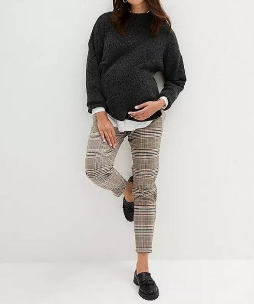 B.P.C spodnie ciążowe w kratę r.38