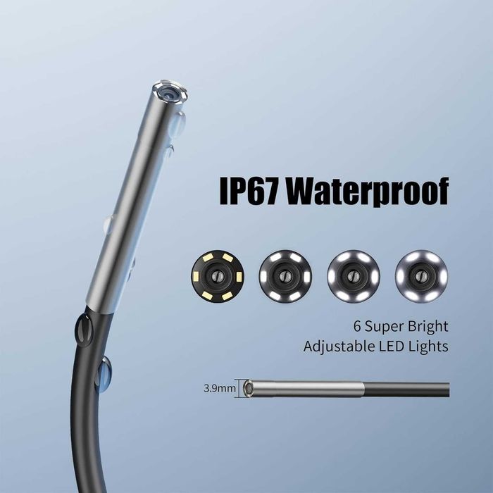 Ultra-Thin Endoscope with 3.9 mm Camera and 4.3" Monitor, 1080P, 5 Meters64738737120769122